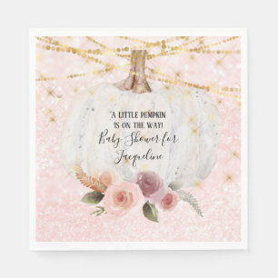 Servilleta De Papel Flores acuáticas Purpurina de oro de calabaza