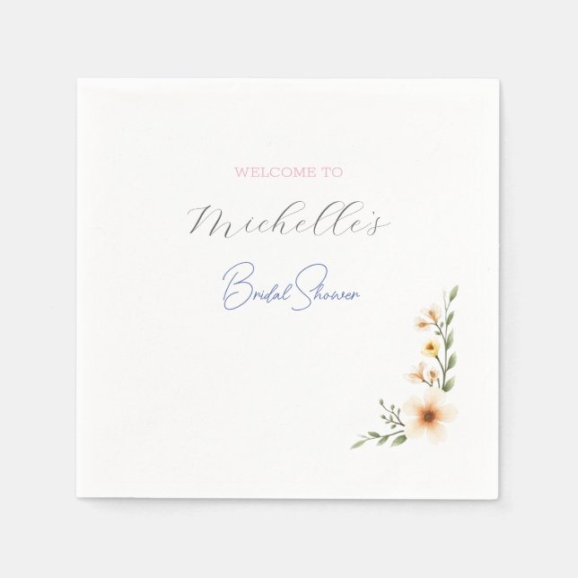 Servilleta De Papel Flores acuáticas, suave ducha de novia (Anverso)