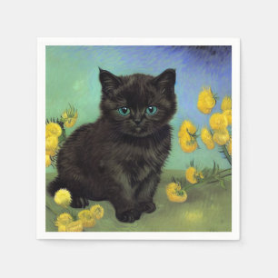 Servilleta De Papel Flores amarillas de gato negro Van Gogh