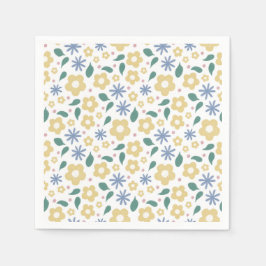 Servilleta De Papel Flores amarillas y azules esquemáticas