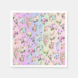 Servilleta De Papel Flores arcoiris pasteles