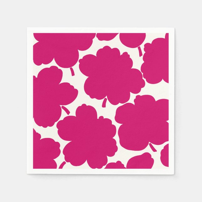 Servilleta De Papel Flores audaces Monocromo Vibrante Rosa (Anverso)