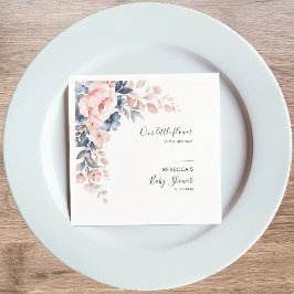 Servilleta De Papel Flores azul rosa floral color de agua Baby Shower