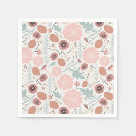 Servilleta De Papel Flores Azul rosado Botánico