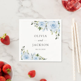 Servilleta De Papel Flores azul turbias, vegetación, boho, Boda floral