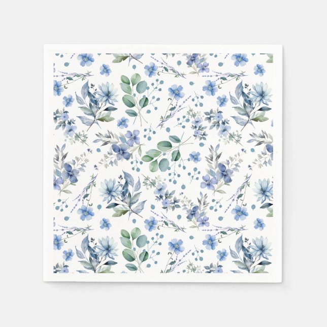 Servilleta De Papel Flores azules (Anverso)