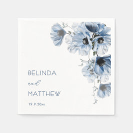 Servilleta De Papel Flores Azules Artísticas | Boda