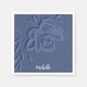 Servilleta De Papel Flores azules artísticas de boho vintage