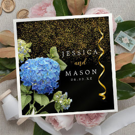 Servilleta De Papel Flores azules Boda moderno Cocktail Napkins