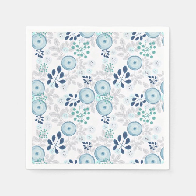 Servilleta De Papel Flores azules claras (Anverso)