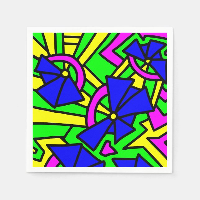 Servilleta De Papel Flores azules Doodle Art (Anverso)