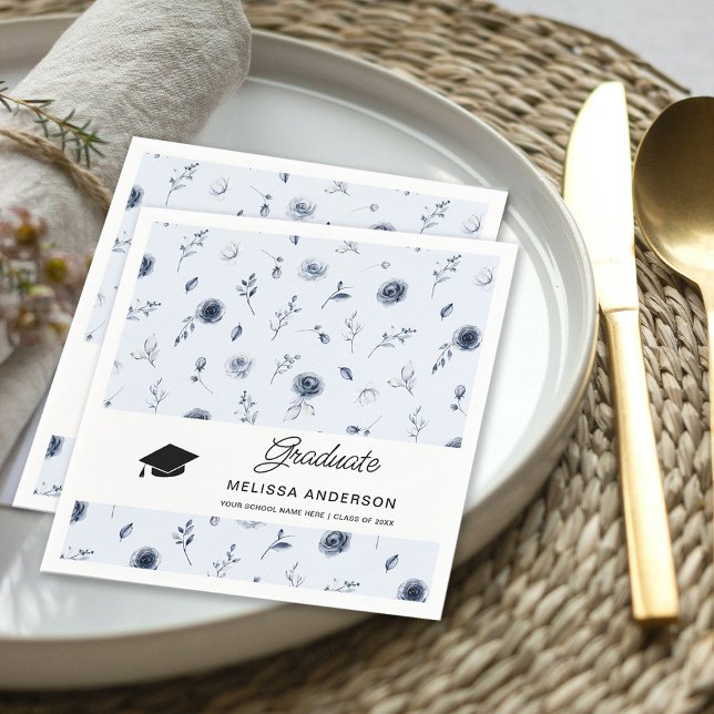 Servilleta De Papel Flores azules marino de graduación (Subido por el creador)