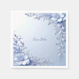 Servilleta De Papel Flores Azules Ornamentadas con Perlas