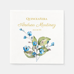 Servilleta De Papel Flores azules Quinceañera personalizada