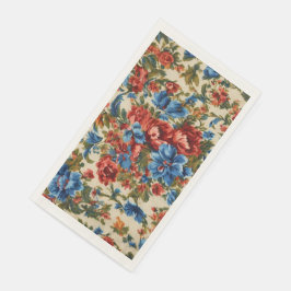 Servilleta De Papel Flores azules y rojas exuberantes italianas con ho