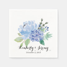 Flores azules y toallas personalizadas Hydrangea
