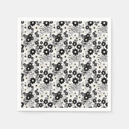 Servilleta De Papel Flores beige y negra