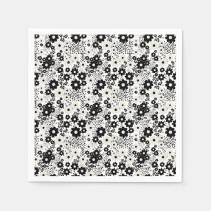 Servilleta De Papel Flores beige y negra