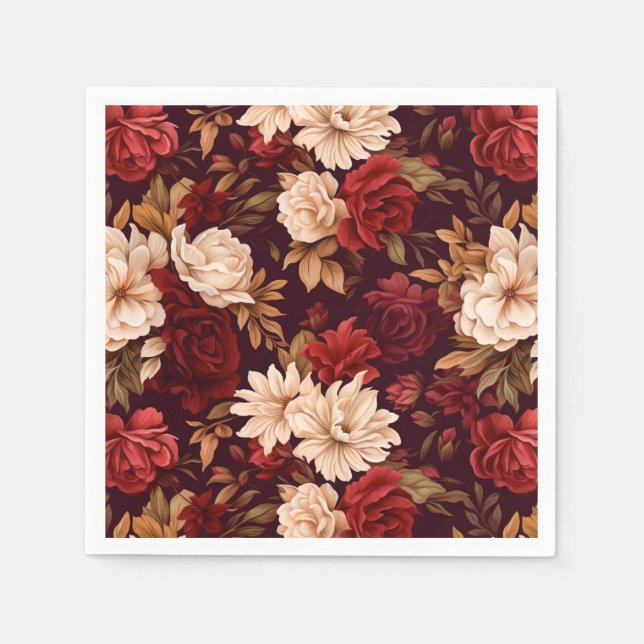Servilleta De Papel Flores beiges bohemias (Anverso)