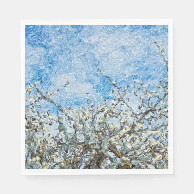 Servilleta De Papel Flores blancas de ciruela en primavera (Anverso)