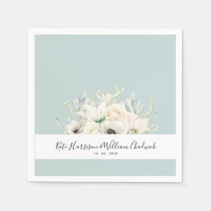 Servilleta De Papel Flores blancas  Napkin de papel Boda personalizado