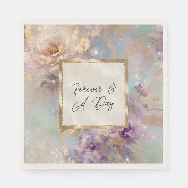 Servilleta De Papel Flores blancas púrpura de oro femeninas (Anverso)