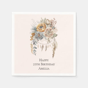 Servilleta De Papel Flores Boho y Cazador de Sueños - Cumpleaños