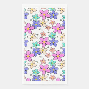 Servilleta De Papel flores brillantes arcoíris coloridas abejas floral