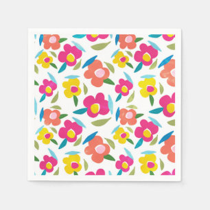 Servilleta De Papel Flores brillantes en blanco