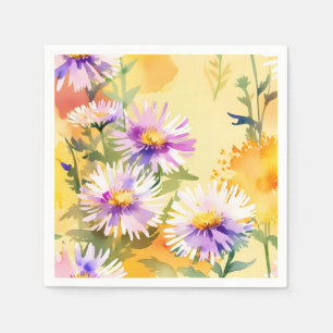 Servilleta De Papel Flores cálidas de astro iluminado con sol de amari