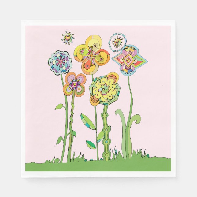 Servilleta De Papel Flores caprichosas (Anverso)