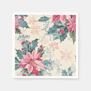 Servilleta De Papel Flores Clásicas de Nochebuena de Navidad en Papel