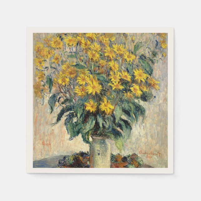 Servilleta De Papel Flores Claude Monet Jerusalem Artichoke 1880 (Anverso)