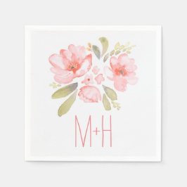 Servilleta De Papel flores color agua rosa ramo boda