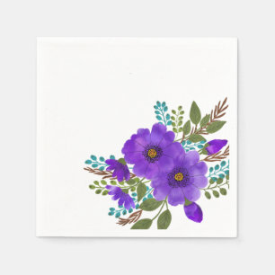 Servilleta De Papel Flores color de agua morado de bonito