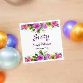 Servilleta De Papel Flores coloridas Flores Botánicas 60º cumpleaños