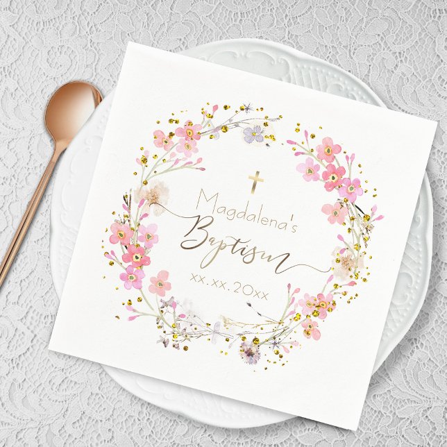 Servilleta De Papel flores coronaron el bautismo (Subido por el creador)