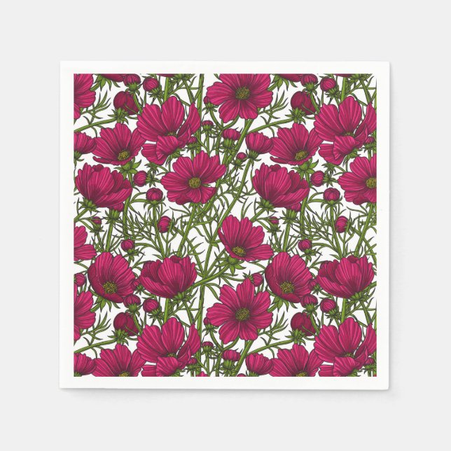 Servilleta De Papel Flores Cosmos rosadas (Anverso)