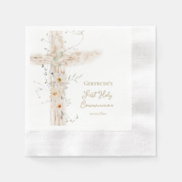 Servilleta De Papel flores cruz Primera Comunión