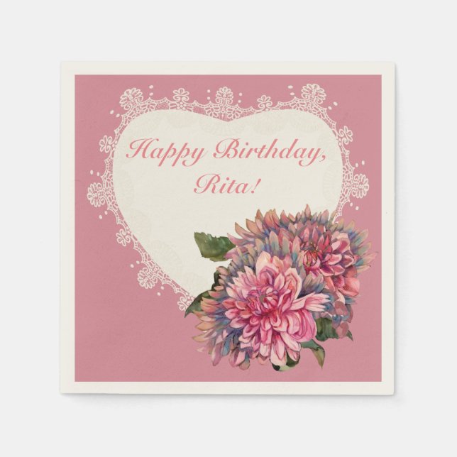 Servilleta De Papel flores dahlias (Anverso)