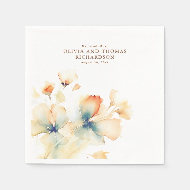 Servilleta De Papel Flores de acuarela delicadas y elegantes (Anverso)