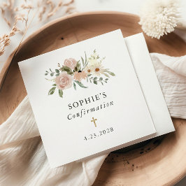 Servilleta De Papel Flores de acuarela neutra simples | Confirmación