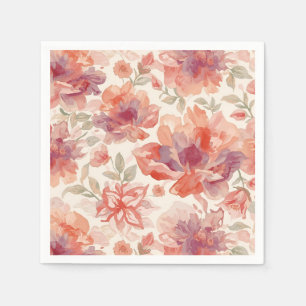 Servilleta De Papel Flores de acuarela pastel naranja claro