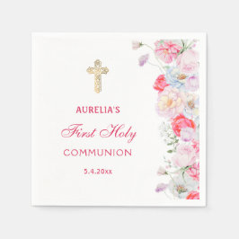 Servilleta De Papel Flores de acuarela Primera Comunión