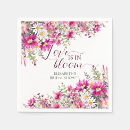 Servilleta De Papel Flores de acuarela rosa brillante, el amor está en