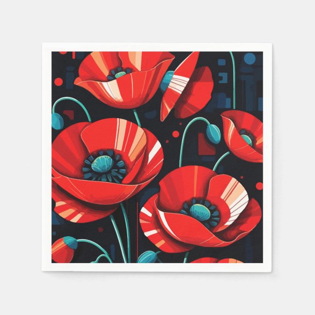 Servilleta De Papel flores de amapola Papaver (Anverso)