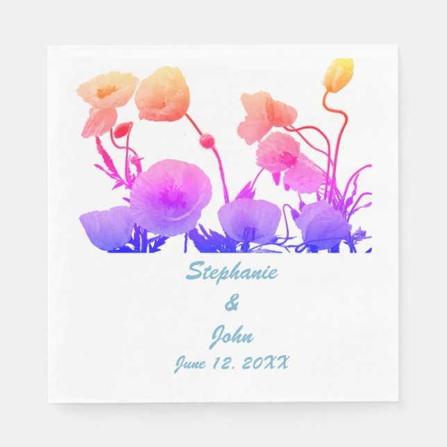 Servilleta De Papel Flores de boda acuarela Floral Bonito de amapola (Anverso)