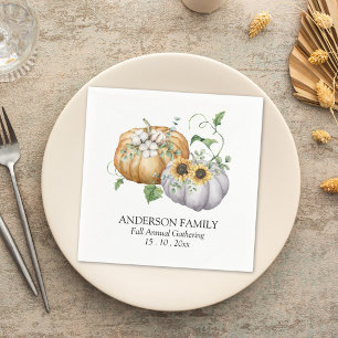 Servilleta De Papel Flores de calabaza de otoño y girasoles y algodón