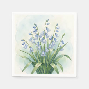 Servilleta De Papel Flores de Campanilla Azul Acuarela Botánica