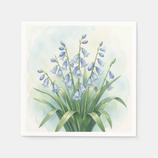 Servilleta De Papel Flores de Campanilla Azul Acuarela Botánica